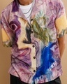 Shop Men's Lavender Face Art Printed Oversized Shirt