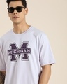 Shop Men's Lavender Michigan Typography Oversized T-shirt-Front