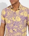 Shop Men's Lavender & Yellow All Over Printed Shirt