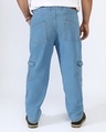 Shop Men's Light Blue Oversized Plus Size Cargo Jeans-Full