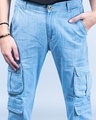 Shop Men's Light Blue Relaxed Fit Cargo Jeans