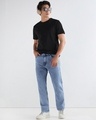 Shop Men's Light Blue Slim Straight Fit Stretchable Mid-Rise Jeans-Full