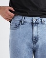 Shop Men's Light Blue Slim Straight Fit Stretchable Mid-Rise Jeans