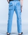 Shop Men's Light Blue Straight Fit Cargo Jeans-Design