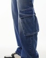 Shop Men's Light Blue Straight Fit Cargo Jeans
