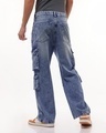 Shop Men's Light Blue Washed Straight Fit Cargo Jeans-Design