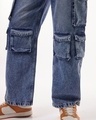 Shop Men's Light Blue Washed Straight Fit Cargo Jeans