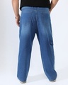 Shop Men's Light Blue Washed Oversized Plus Size Distressed Cargo Jeans-Full