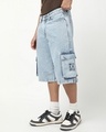 Shop Men's Light Blue Washed Straight Fit Cargo Shorts-Front