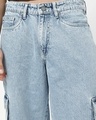 Shop Men's Light Blue Washed Straight Fit Cargo Shorts