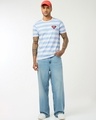 Shop Men's Light Blue & White Striped T-shirt-Full