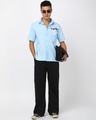 Shop Men's Light Blue Youth Gang Graphic Printed Oversized Shirt-Full