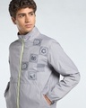 Shop Men's Light Grey Assemble Graphic Printed Wind Cheater Jacket