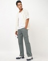 Shop Men's Light Grey Oversized Cargo Pants-Full