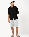 Shop Men's Light Grey Oversized Cotton Linen Shorts-Full