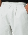 Shop Men's Light Grey Oversized Cotton Linen Shorts