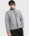 Shop Men's Light Grey Oversized Puffer Jacket-Front