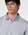 Shop Men's Light Grey Micro Geometric Printed Polo T-shirt