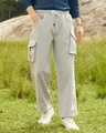 Shop Men's Light Grey Straight Fit Cargo parachute Pants-Front