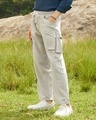 Shop Men's Light Grey Straight Fit Cargo parachute Pants-Design