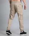 Shop Men's Light Khaki Slim Fit Cargo Joggers-Full