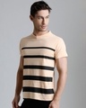 Shop Men's Light Orange & Black Striped T-shirt-Design