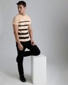 Shop Men's Light Orange & Black Striped T-shirt