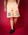 Shop Men's Light Orange Duds Anime Girl Graphic Printed Relaxed Fit Shorts-Front