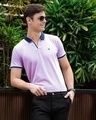 Shop Men's Lilac Polo T-shirt-Front