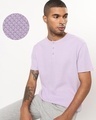 Shop Men's Lilac Waffle Henley T-shirt-Front