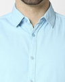 Shop Men's Lt Blue Casual Slim Fit Over Dyed Shirt
