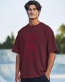 Shop Men's Maroon Aceing The Mess Graphic Printed Oversized T-shirt-Front