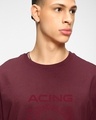 Shop Men's Maroon Aceing The Mess Graphic Printed Oversized T-shirt