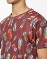 Shop Men's Maroon All Over Feather Printed T-shirt