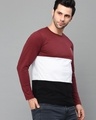 Shop Men's Maroon and Black Color Block Slim Fit T-shirt-Design