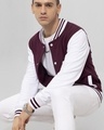 Shop Men's Maroon & White Hawkins Color Block Varsity Jacket-Design
