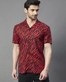 Shop Men's Maroon Animal Printed Slim Fit Shirt-Front