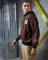 Shop Men's Brown Anxiety Typography Oversized Hoodies-Full