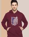 Shop Men's Maroon Attack on Titan Graphic Printed Hoodie-Front
