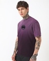 Shop Men's Wine Plum Purple Batman Graphic Printed Oversized Ombre Acid Wash T-shirt-Full