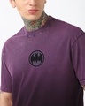 Shop Men's Wine Plum Purple Batman Graphic Printed Oversized Ombre Acid Wash T-shirt