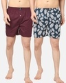 Shop Pack of 2 Men's Maroon & Blue All Over Printed Boxers-Front