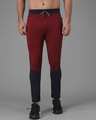 Shop Men's Maroon & Blue Color Block Relaxed Fit Track Pants-Front