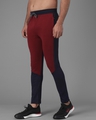 Shop Men's Maroon & Blue Color Block Relaxed Fit Track Pants-Full