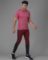 Shop Men's Maroon & Blue Color Block Relaxed Fit Track Pants
