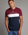 Shop Men's Maroon & Blue Color Block T-shirt-Front