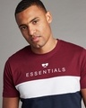 Shop Men's Maroon & Blue Color Block T-shirt-Design