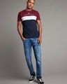 Shop Men's Maroon & Blue Color Block T-shirt-Full