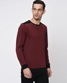 Shop Men's Maroon Color Block Slim Fit T-shirt-Design
