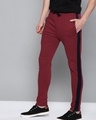Shop Men's Maroon Color Block Track Pants-Front